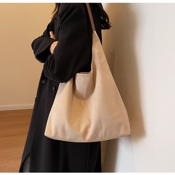Tote tasker til kvinder Arbejdstasker Ruskind Slouchy Taske Beige