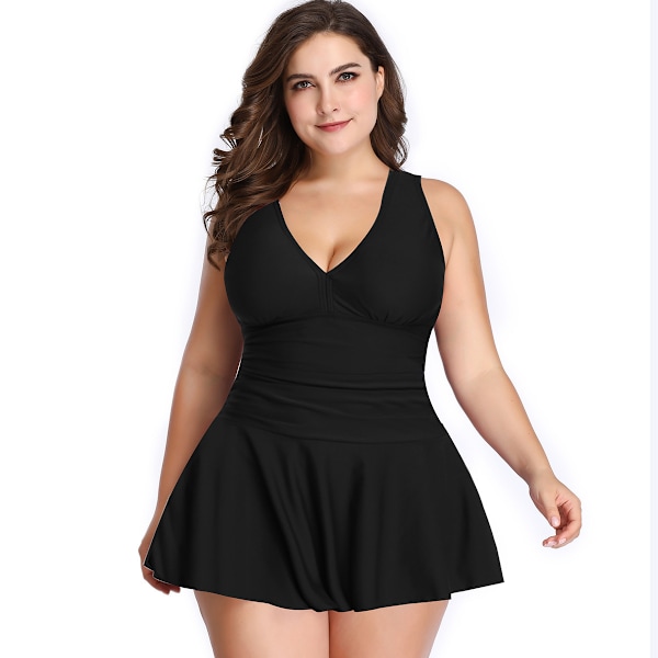 Plus size badedragt i to dele til kvinder Sort Balck XL