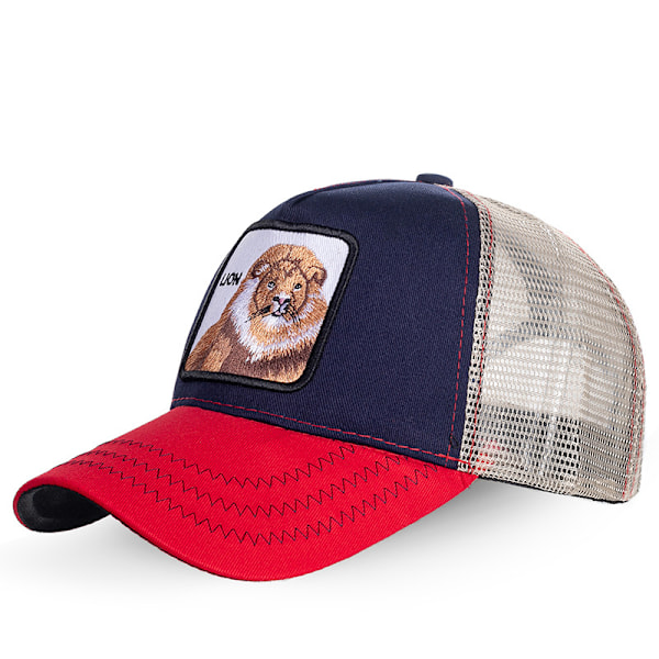Nät Animal Broderad Snapback Hatt Lejon Röd lion red