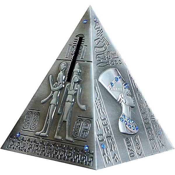 Egyptisk pyramidstaty modell spargris heminredning 13 cm - Antik mässing (egyptisk pyramid)