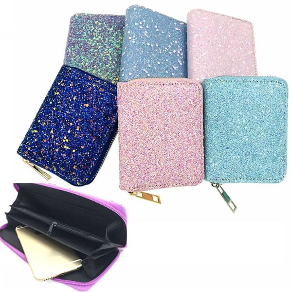 Glitter paljettlommebok med glidelås 2 2 2 2