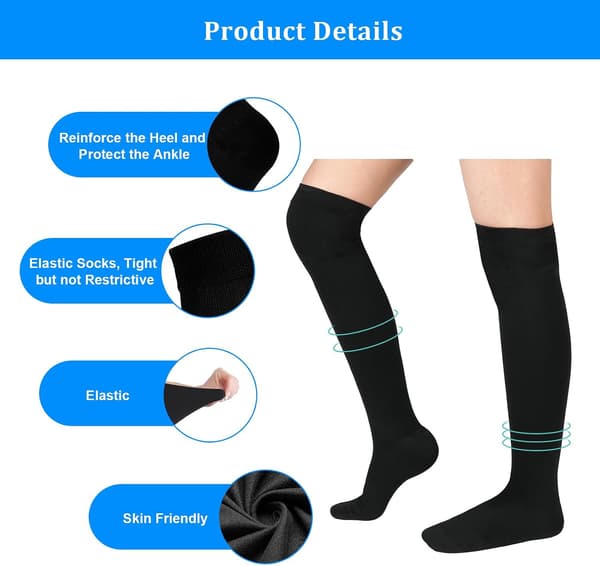 Thigh High Compression Strumpor för Kvinnor & Män, 15-21 mmHg, Stängd Tå för Ödem & Graviditet Level 1