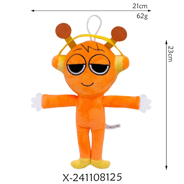 Gos- Sprunki plysj rytmeboks nytt spill plysj leketøyf Humanoid orange