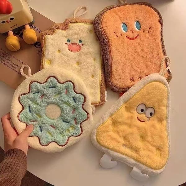 Två korallfleece-handdukar i oststil, extra absorberande och förtjockade för badrum och kök Donuts