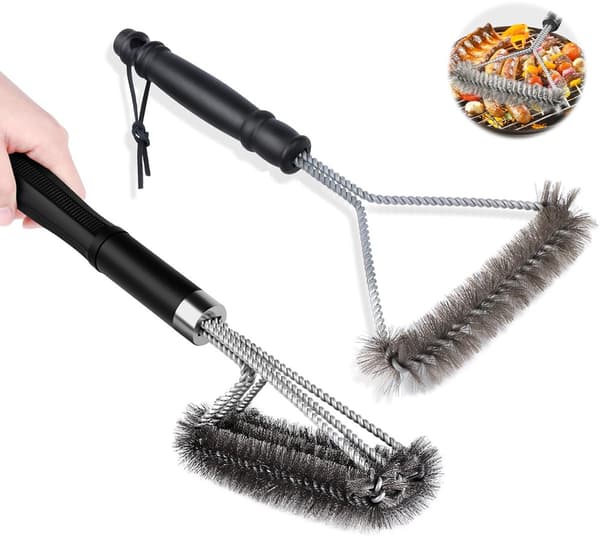 Grillbørste i rustfritt stål - 2 stk - Grillbørste - Grillrenser - Grillbørste - Grillrensebørste