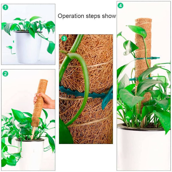 \"Mosstok til planter Monstera, bøjelige plantepinde støtte, plantepinde til indendørs potteplanter, 45'' Coco Coir Pole plantestøtte til Sphagnum, Po\"