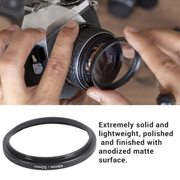 8-delt step-up adapterringsæt, inkluderer 49-52mm, 52-55mm, 55-58mm, 58-62mm, 62-67mm, 67-72mm, 72