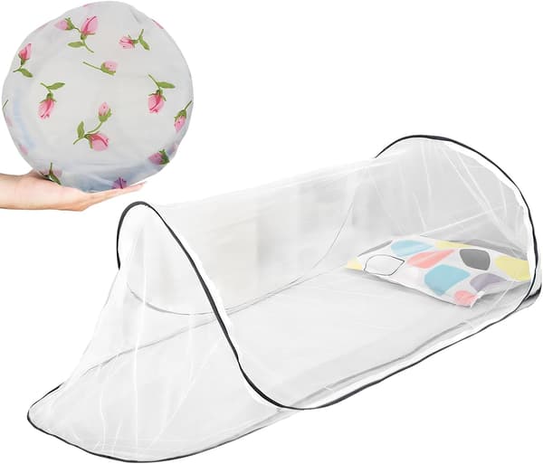 Foldbart Myggenet til Enkelseng, Fint Net, Rejse & Camping Pop-Up Net (Sort) Black