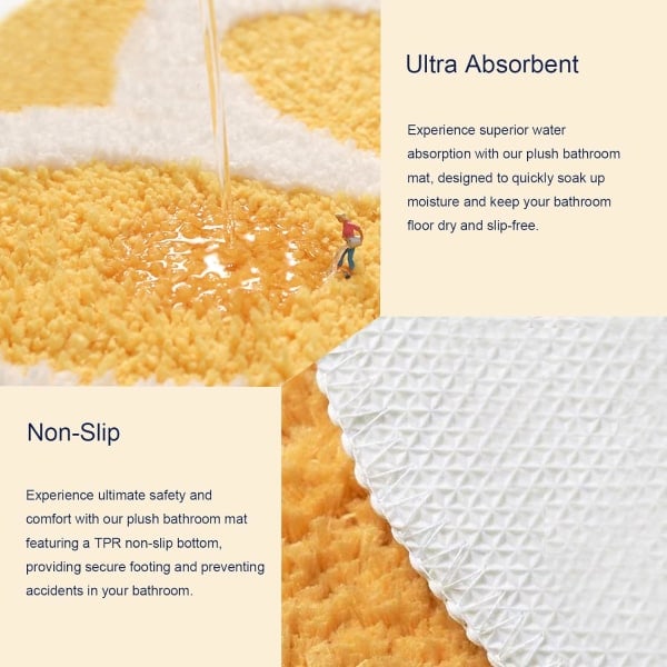 Blomsterformet badeværelsesmåtte, smukke badeværelsesmåtter, ultrablød mikrofiber badeværelsesmåtte, maskinvaskbar blomstermåtte yellow