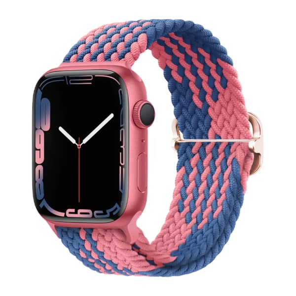 Flettet løkke for Apple Watch-reim 44mm 40mm 45mm 41mm 42mm 38mm 49mm Elastisk Solo-armbånd iWatch serie 9 se 7 5 6 Ultra2 Band 26. blå pulver 26.blue powder 38mm 40mm 41mm