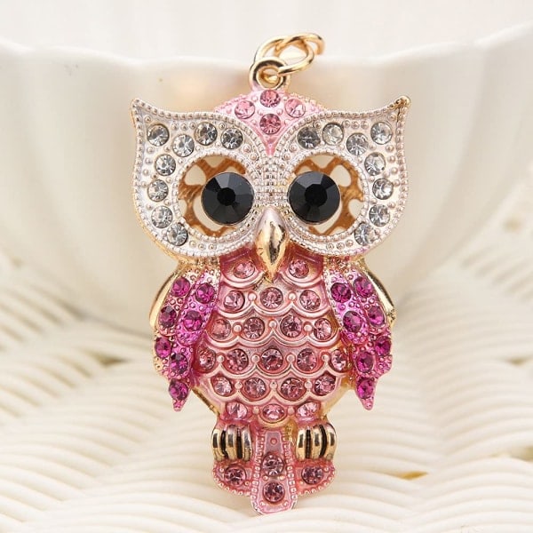 Mode Rhinestone Ugle Nøglering, Guld Glitrende Legering Nøglering Vedhæng