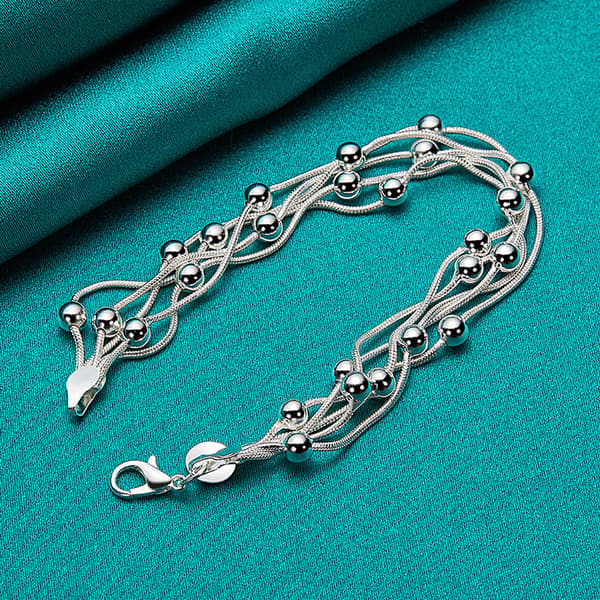 925 Silverarmband med fem ormkedjor, modeberlock, smycken
