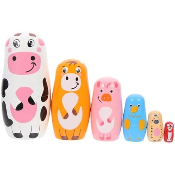 6-lags russiske babuschkadokker Ku Gris And Matryoshka Dukker Tre Fugl Figur Matryoshka Treleker for Barn