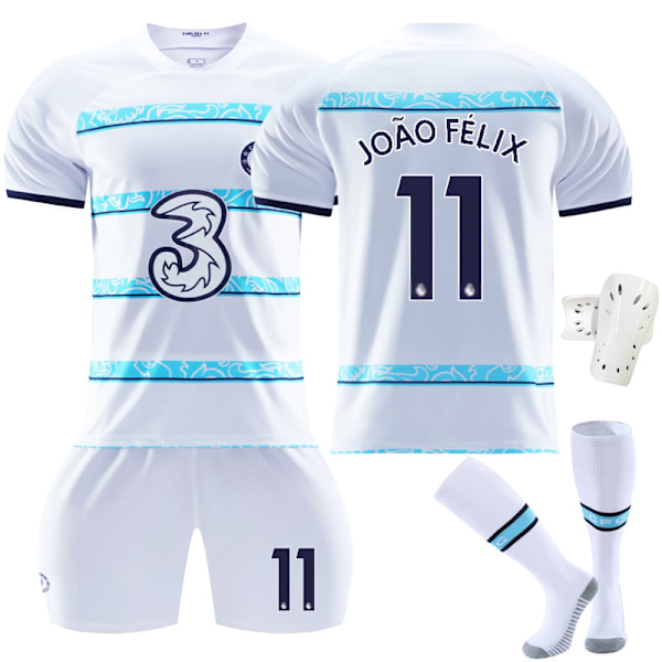 Chelsea F.C. bortetrøye 22-23 Kante fotballtrøye for barn Joao Felix 11 Med sokker+beskyttelse Joao Felix 11 With socks+protect #XL
