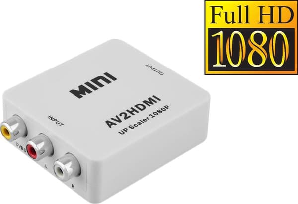 RCA til HDMI-adapter - AV til HDMI-omformer - Hvit