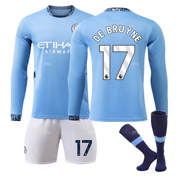 Manchester City Barn Hemmaställ 2024-2025 Höst & Vinter Nr 17 strumpor. 24 DE BRUYNE No 47 socks. 24