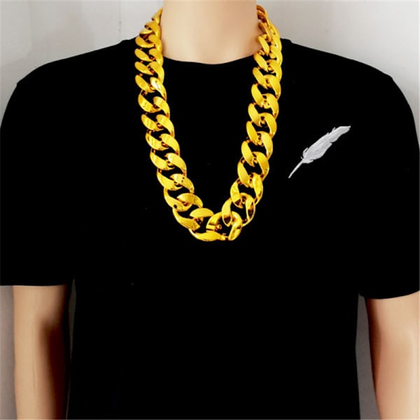 Hiphop-inspirerad överdimensionerad guldkedja i plast CCB, stor guldkedja, personlig showrekvisita, lokala magnater accessoarer män, gyllene 3.5*90cm golden