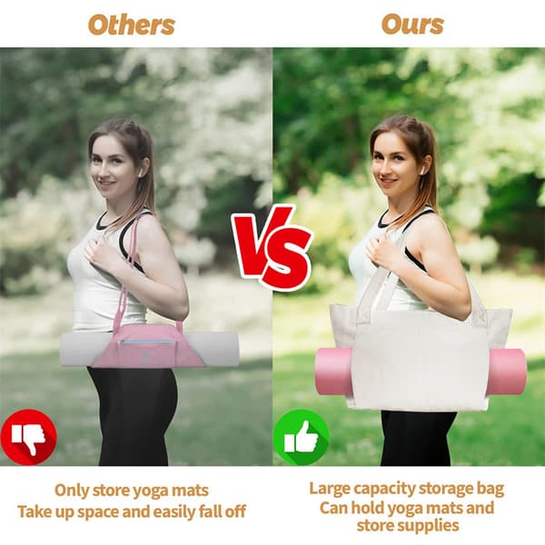 Jooga Pilates -mattonlaukku Basic Canvas Tote, jossa on matonkantotasku_jarx