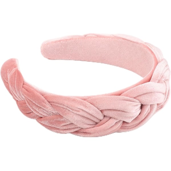 Punotut Samettihiukset Naiselle - Elastinen Ristihiuspanta 1pc Velvet Hair Hoop: Pink 1