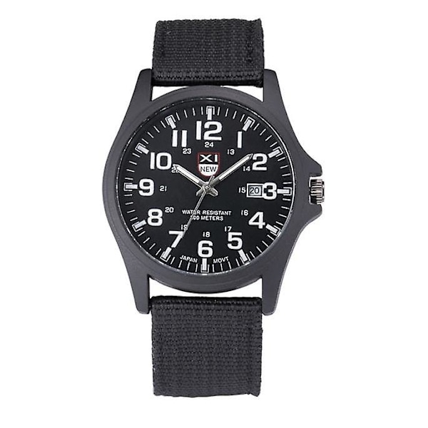 Herrar Datum Rostfritt Stål Militär Sport Analog Kvarts Armbandsur Black