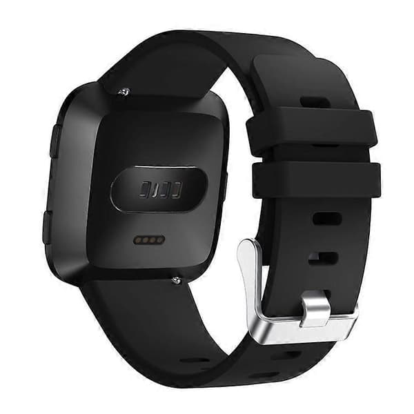 Silikone armbåndsrem til smartur [Stor størrelse] Kompatibel med Fitbit Versa Lite/Versa/Versa 2 [BR]_jar Black