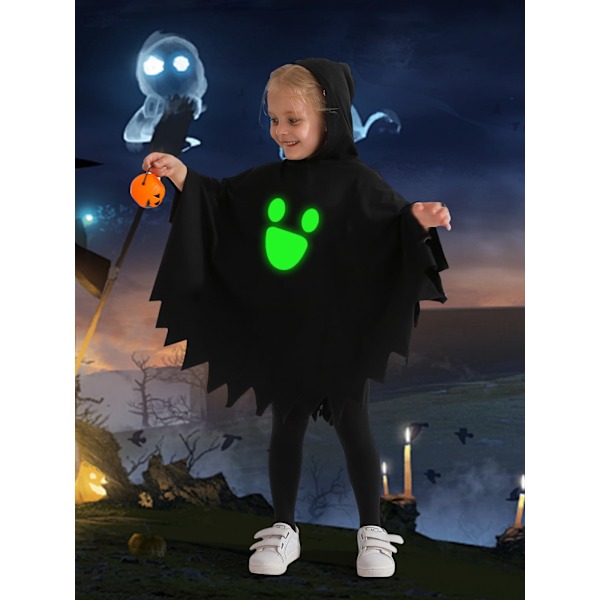 GYRATEDREAM Halloween-kappe for småbarn, gutter og jenter, spøkelseskappe, Halloween-kåpe, hatter, antrekksett, 1-6 år cuteface 3t