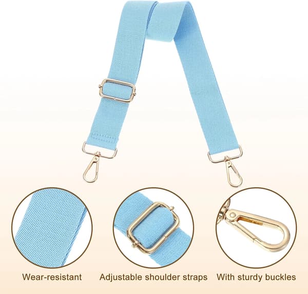 Justerbar Bred Axelrem Ersättning Crossbody Axelrem för Väskor och Handväskor, Ljusblå, 3.8cm - Sky Blue