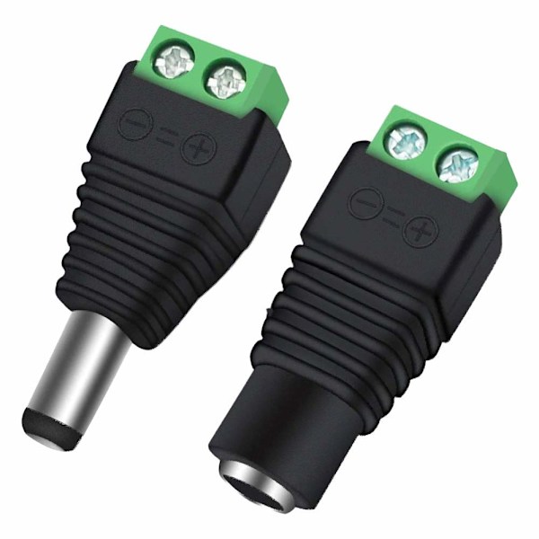 12 V DC-virtajohdon liitin 5,5 mm x 2,1 mm, CENTROPOWER (10 x uros + 10 x naaras) virtaliitäntä
