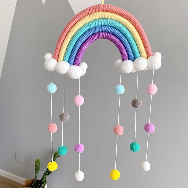 Rainbow Tapestry Moln Hängande Dekoration Prydnad för Babyrum Barnrum