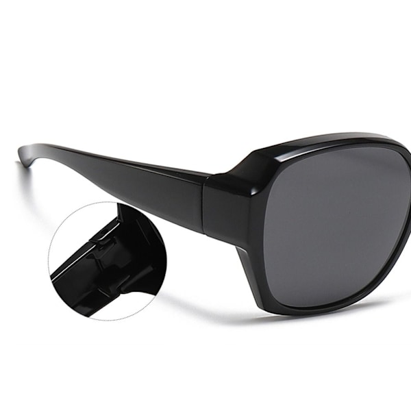 Polariserede solbriller, der passer over briller, UV-beskyttelse, bæres over receptpligtige glas Bright Black-Night Vision