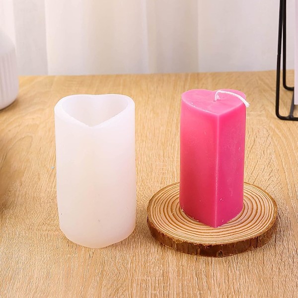 Hjerteformede Lysforme Kærlighed Cylinder Silikone Lysform