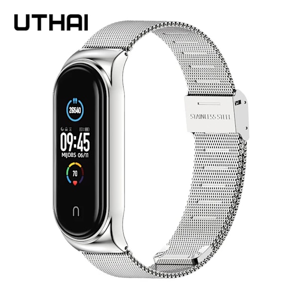 Klockarmband Mi Band 7 Passar Xiaomi Armband 3/4/5/6/7 Band 04 Rad 304 Rostfritt Stål Metallarmband Silver Silver For mi band 7