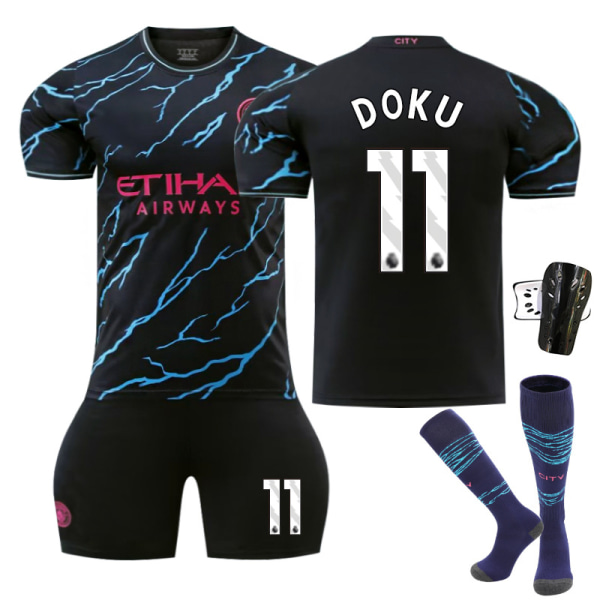 23-24 Manchester City Away Shirt No. 11 Set M Size 11 + socks + knee pads