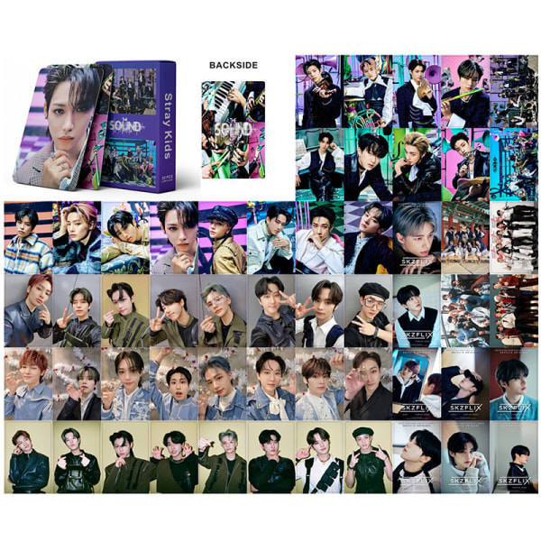 55st/ set Kpop Stray Kids Lomo-kort Nytt album The Sound Photo Black Black one size Black one size