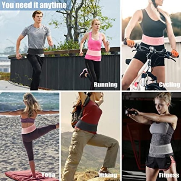 Andas Midjekjede Midjebelte Skjult Smal Midjeveske Dame Herre Mageveske Sport Løping Mobilholder Nøkler Penger Holder rosa pink pink L