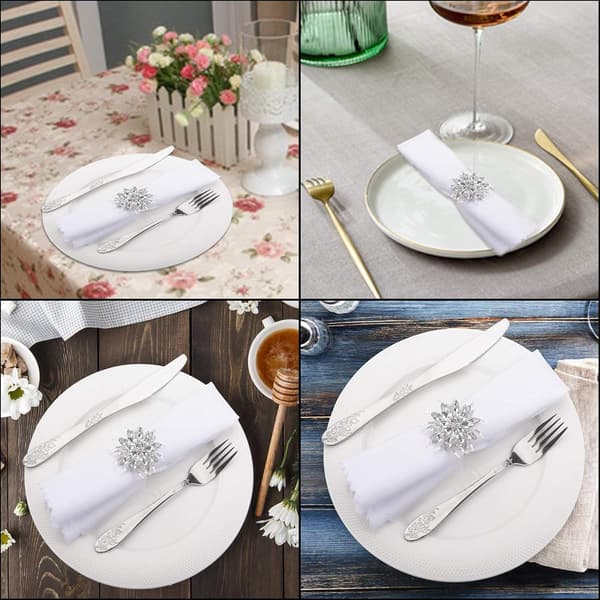 8-pack Servettringar, Glittrande Lotusblommor Strass Bordservett_jar