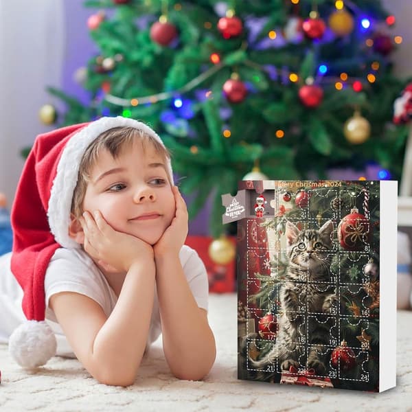 Julekalender, 2D akryl kattevedhæng, til katteelskere, stil B