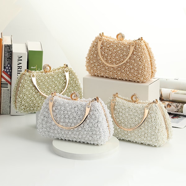 Pearl Handheld Dinner Handheld Handle Shoulder Bag Champagne