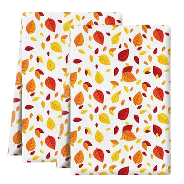 2-pack Handdukar Söta Pumpor Lönnlöv Bomull Badhandduk Höst Diskhandduk för Thanksgiving Torkning Rengöring Matlagning, 40*60 cm Style 1
