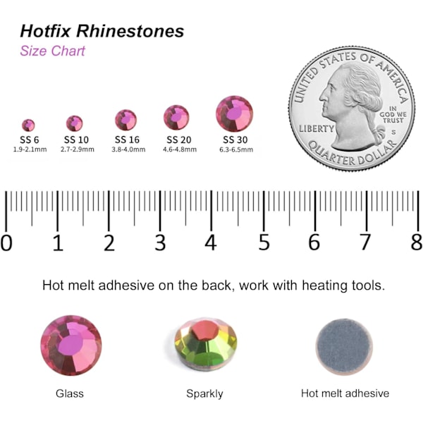 8000 st Regnbåge Hotfix Strass, SS6, 1,9-2,1 mm för Hantverk & Kläder Regnbåge Rainbow SS6
