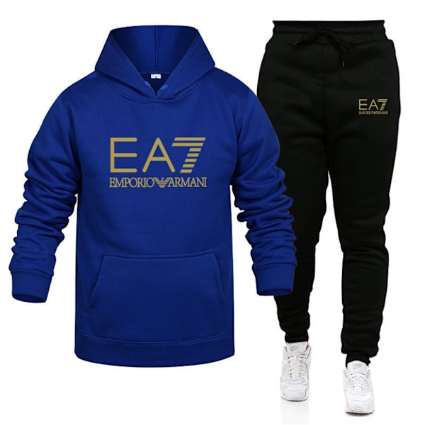 Sport-hoodie-sæt til mænd, træningsoverall, langærmet hoodie, sweatshirt-jakke + joggingbukser, træningsbukser, outfit med lommer C XL XL C