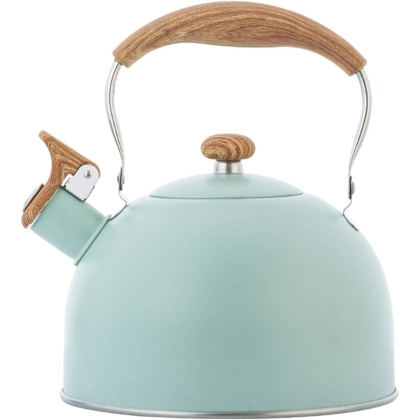 Visslande vattenkokare, 2,5L visslande vattenkokare, gasspis induktionskokare rostfritt stål vattenkoka Light green