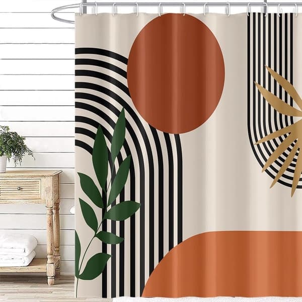 Bøhmisk abstrakt badeforhæng, anti-skimmel antibakteriel, vaskbar polyester, 180x200cm