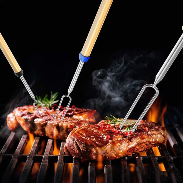 Grillspett för Eldstad - Set med 7 Utdragbara Teleskopiska Rostfria Spett