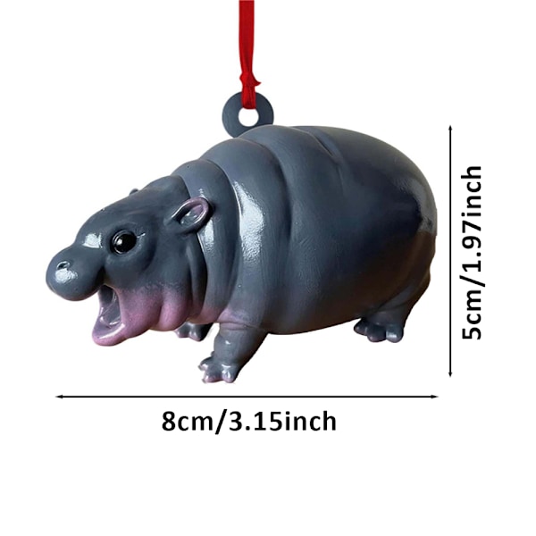 Moo Deng Ornament Pynt til Juletre Skogsdyr Smådyr Skoger Hengende Dekorasjoner Håndlagde