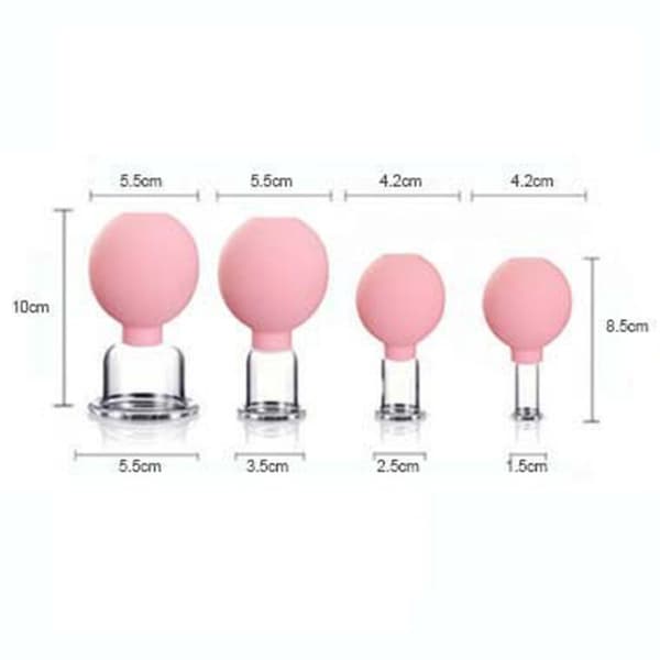 Cupping Sett - Ansikts Cupping - Ansikts Cupping Sett - Cupping Sett Massasje - Anti Cellulitt Terapi - Premium Kvalitet - 4 DELER