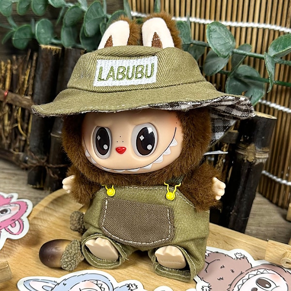 Sommerudsalg Labubu dukkertøj første generation anden generation blind box Labubu dukkertøj (bucket hat + hagesmæk) Pocket Hunter