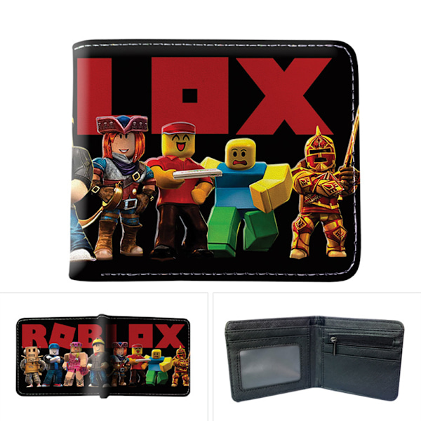 Roblox Tryckt Barn Pojkar Flickor Myntväska Tecknad PU Plånbok Kort Tvåfaldig ID-Kortshållare Myntväska Barn Gåva C