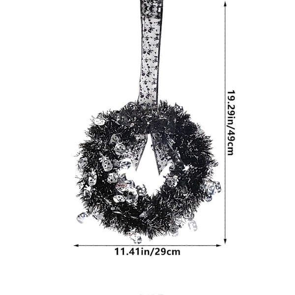 Halloween-krans Dekorasjon Halloween Dekorasjon Hengepynt Hjem Dekorasjon Halloween Dørkrans GAO3595 Silver