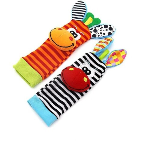 4 st Baby Handledsrasslar och strumpor, Handledsband Skallror och strumpor Fotfinnare Utvecklingsleksak Present för småbarn Pojkar Flickor